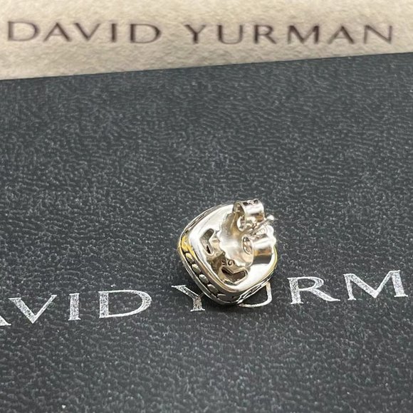 David Yurman Sterling Silver Garnet Stud Earrings with Pave Diamonds - Picture 9 of 12